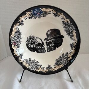 Royal Stafford Skull Couple Black Gold Floral Trim Bowl Made in England